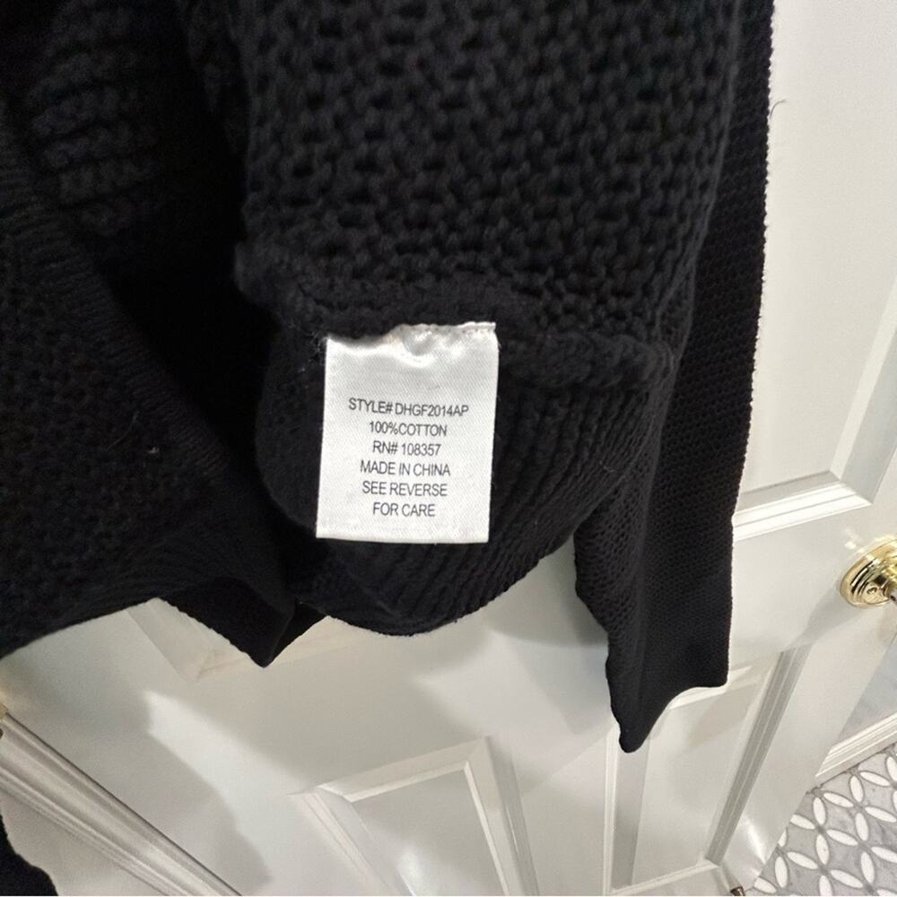 Anthropologie Black Cropped Cotton Blazer Open Knit Cardigan DH New York NWT M - Picture 5 of 11